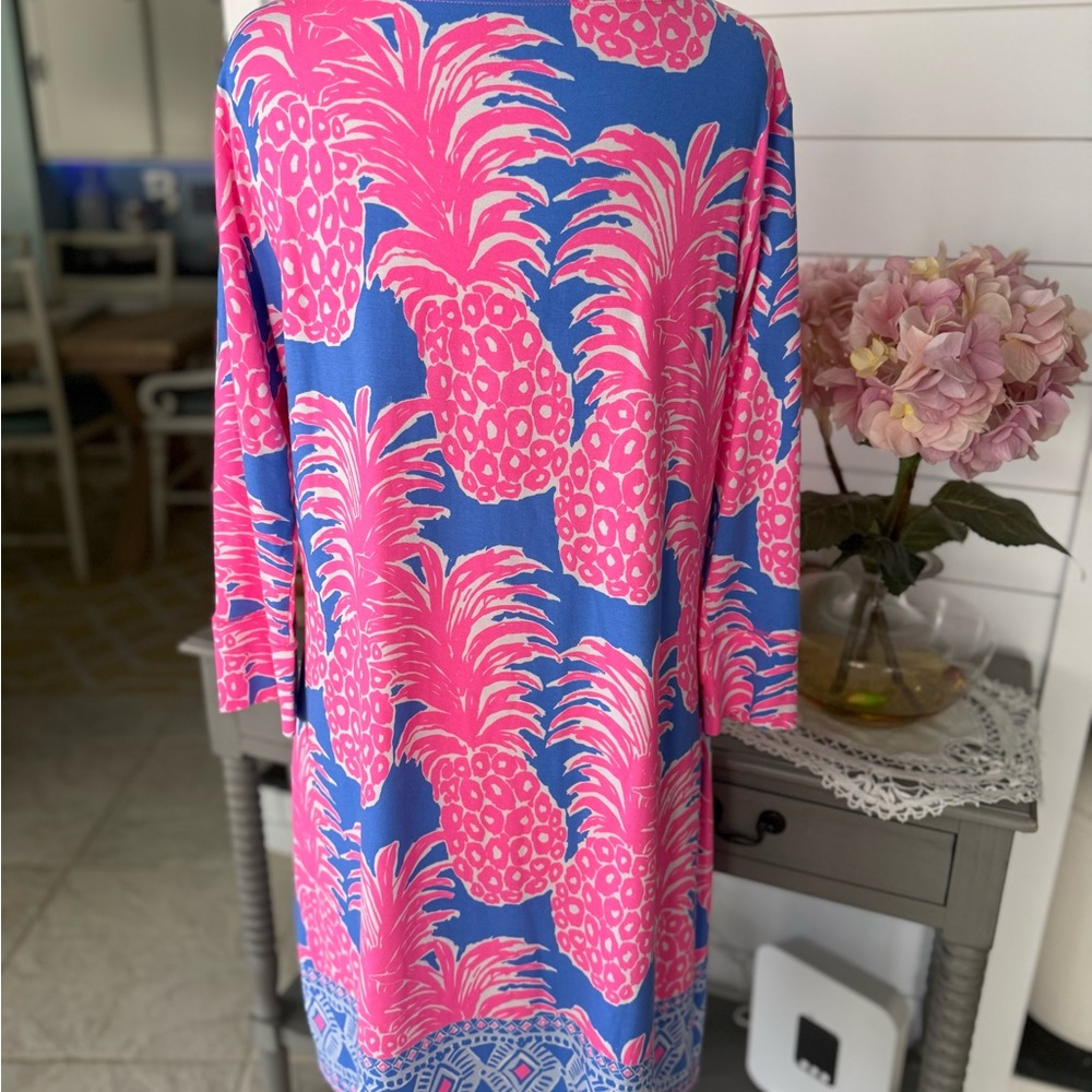 Lilly Pulitzer Pink and Blue Pineapple Long Sleeve Dress - Picture 6 of 7
